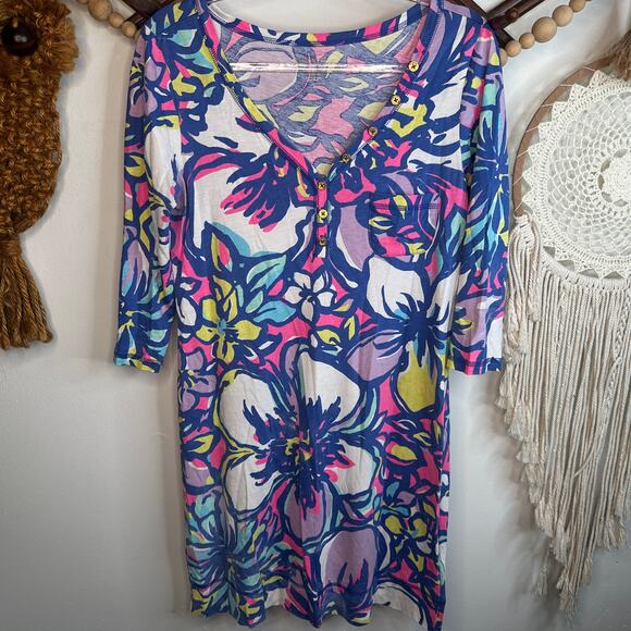 Lilly Pulitzer Palmetto Tropical Pink Catwalk Shirt Dress - Picture 2 of 4